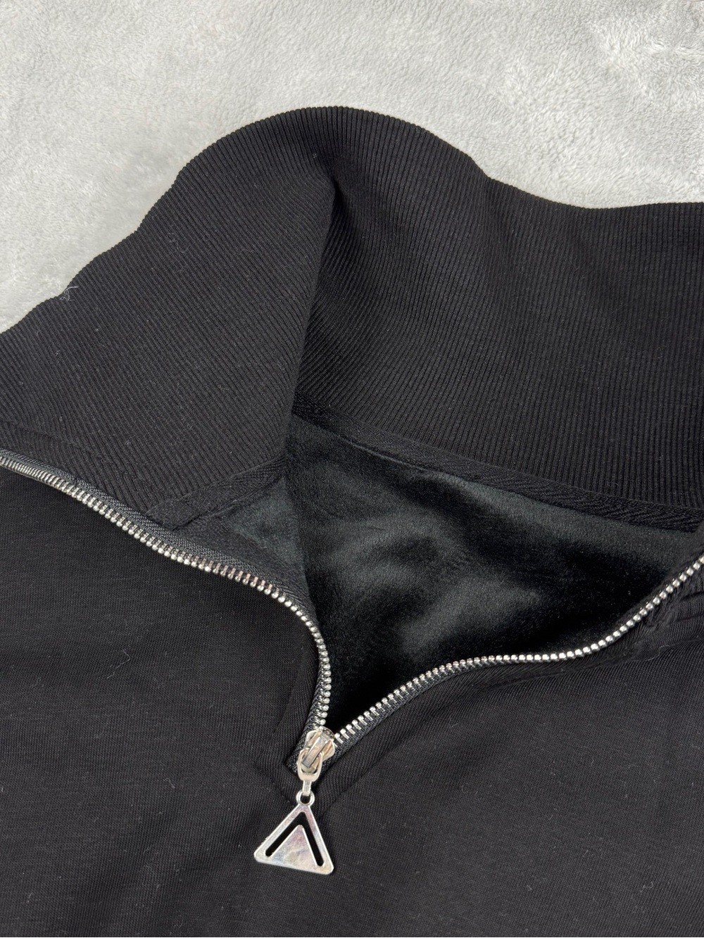 Black Half Zip Lounge Set Sweatshirt Jogger Set crop streetwear relax y2k Size M - Picture 9 of 12